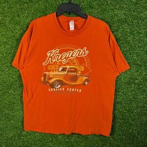 Kregers Service Center Vintage Customs Graphic T-Shirt Orange Mens XL